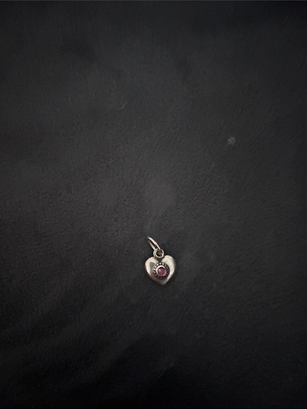 Heart Pendant Charm with Pink Stone